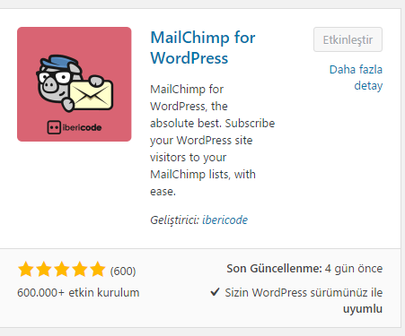 mailchimp5 Ücretsiz Mailing Servisi MailChimp ve WordPress Entegrasyonu